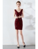 Vneck Bodycon Fitted Mini Sparkly Party Dress