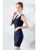 Vneck Bodycon Fitted Mini Sparkly Party Dress