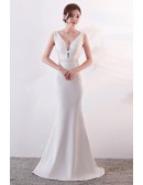 Formal Long Vneck Mermaid Prom Dress with Beaded Waist
