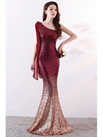 One Shoulder Fitted Mermaid Evening Dress For Formal