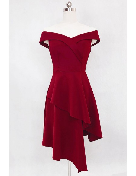 Off Shoulder Chic Asymmetrical Homecoming Dress #LN110 - GemGrace.com