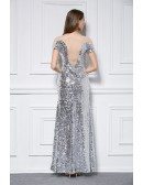 Chic Sheath Sequined Long Prom Dress With Short Sleeves