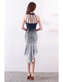 Short Halter Bodycon Sparkly Sequined Party Dress