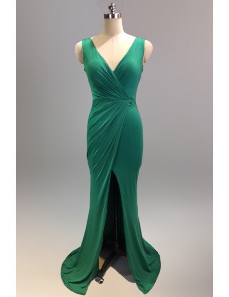 Bodycon Vneck Formal Dress with Split Front