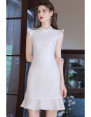 Little White Fit And Flare Party Dress with Beadings