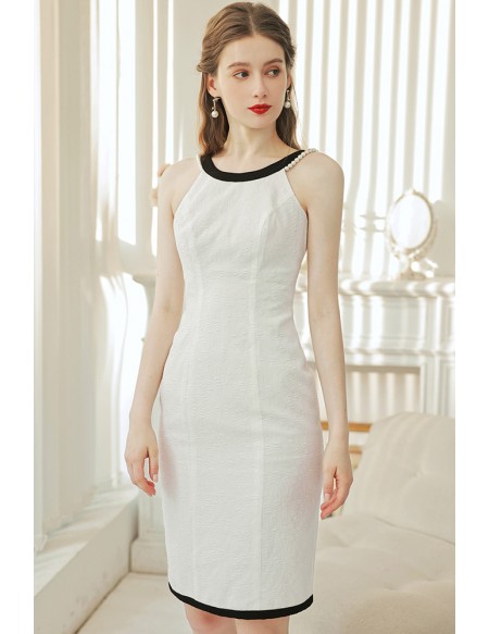 Classy White Short Halter Sheath Party Dress