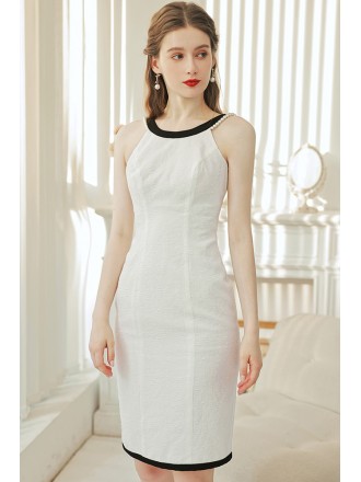 Classy White Short Halter Sheath Party Dress
