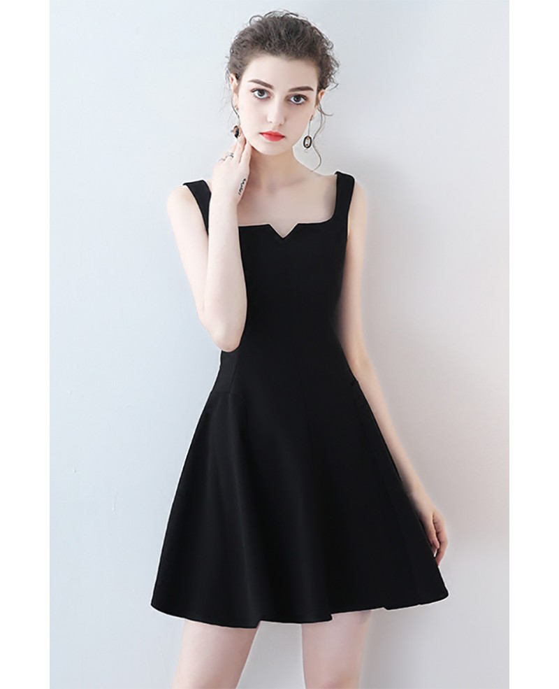 Little Black Mini Party Dress with Straps #HTX95046 - GemGrace.com