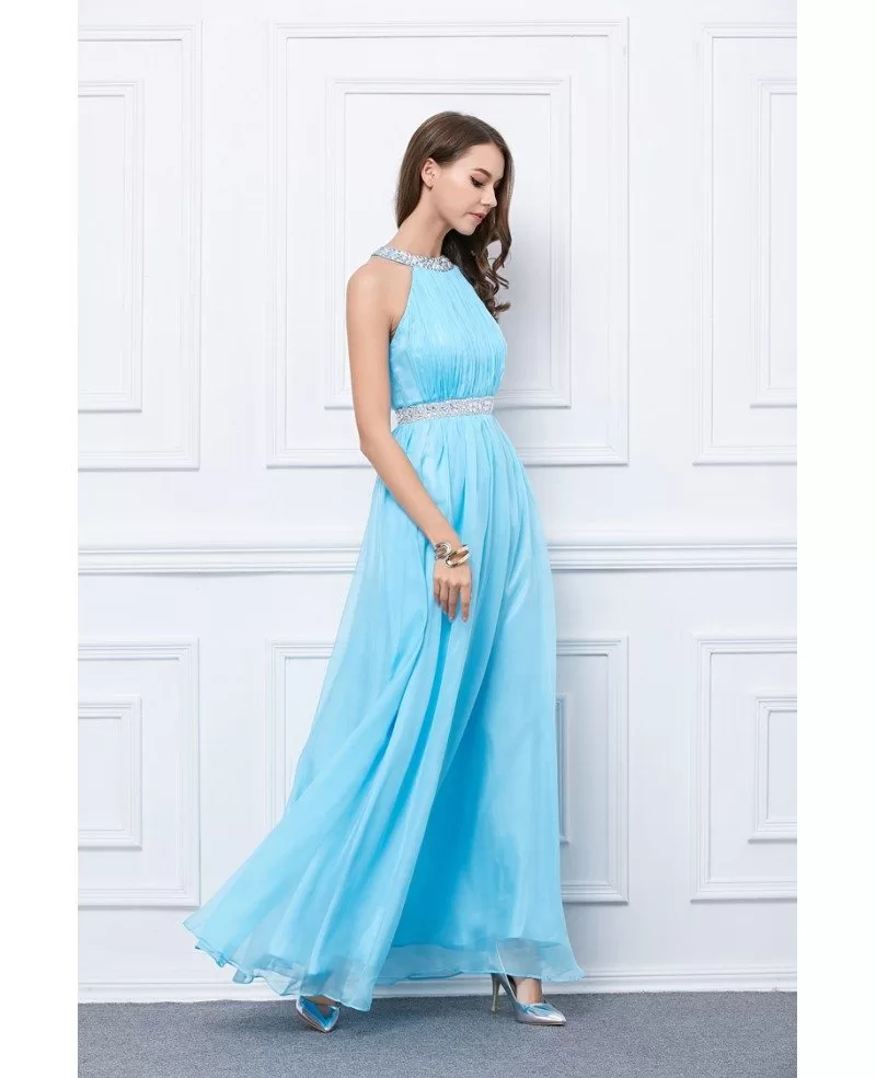 Pleats A Line Ruched Sexy Chiffon Long Prom Dress main image 1