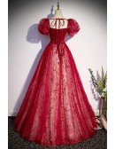 Dreamy Burgundy Bling Tulle Ballgown Prom Dress with Bling
