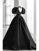 Unique Gothic Long Black Prom Dress with Beaded Cut Out