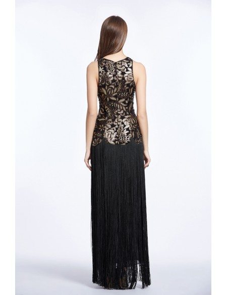 Elegant Sheath Embroidered Long Evening Dress With Fringe #CK468 $93.9 ...