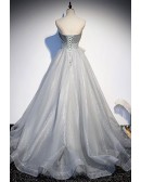 Fatasy Silver Bling Ballgown Prom Dress Strapless