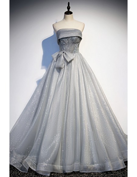 Fatasy Silver Bling Ballgown Prom Dress Strapless