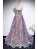 Unique Purple Tulle Prom Dress with Sparkly Sequins