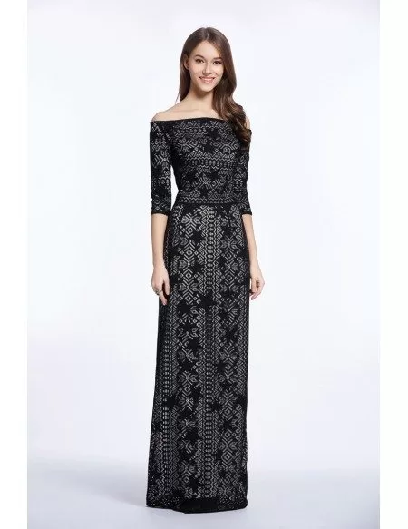 Elegant Off-the-Shoulder Embroided Long Mother of the Bride Dress With Sleeves #CK472 $88 ...