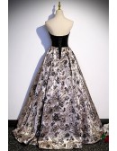Exotic Pattern Long Prom Dress with Bubble Sleeves