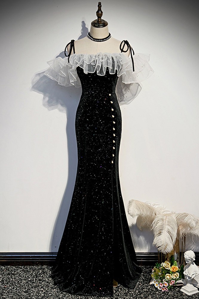 Online Sexy Black Mermaid Prom Dress Long