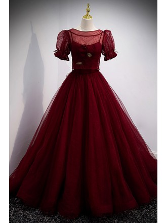Burgundy Ballgown Long Prom Dress with Removable Jacket
