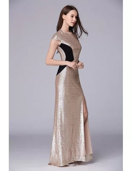 Chic Sheath Sequined Long Prom Dress With Front Split