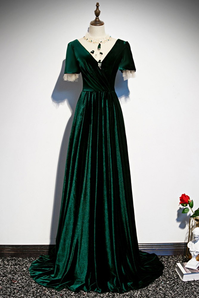 Dark Green Velvet Evening Dress with Colorful Beadings #L78280 ...
