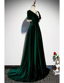 Dark Green Velvet Evening Dress with Colorful Beadings