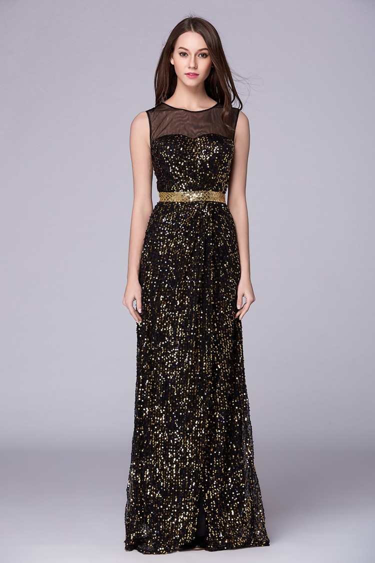 a line sequin gown