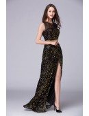 Sexy A-Line Sequined Long Prom Dress With Front Split