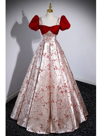 Unique Metallic Fabric Ballgown Prom Dress with Square Neckline