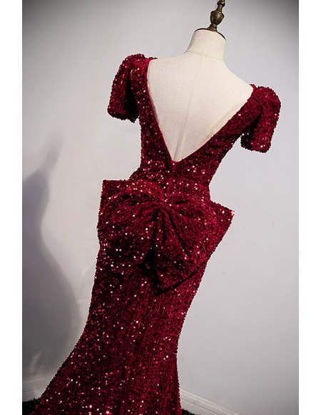 Sparkly Mermaid Sequined Long Prom Dress with Open Back