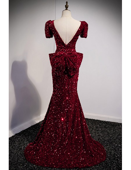 Sparkly Mermaid Sequined Long Prom Dress with Open Back