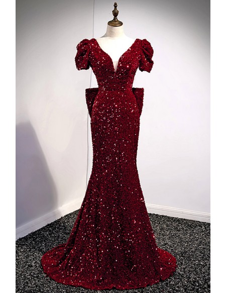 Sparkly Mermaid Sequined Long Prom Dress with Open Back