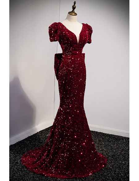 Sparkly Mermaid Sequined Long Prom Dress with Open Back