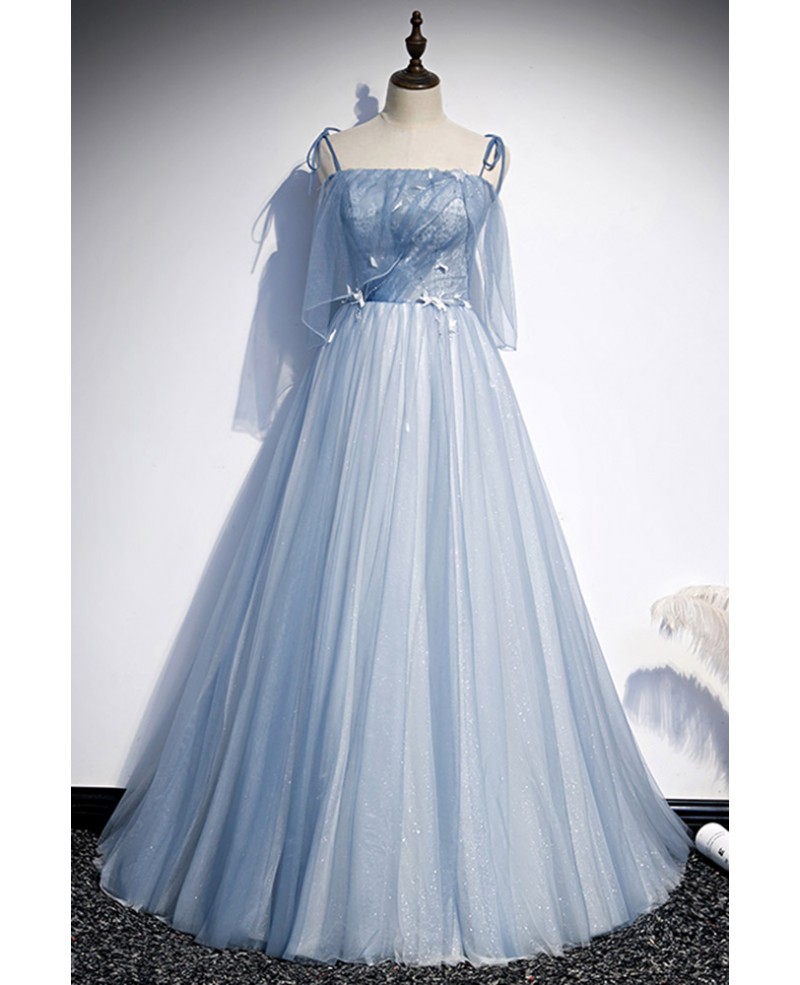 Fairytale Light Blue Long Tulle Prom Dress with Straps #L78234 ...