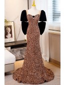 Mermaid Sequined Unique Big Bow Prom Dress For Parties