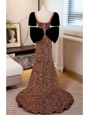 Mermaid Sequined Unique Big Bow Prom Dress For Parties