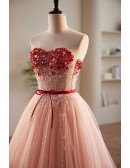 Gorgeous Pink Tulle Off Shoulder Ballgown Prom Dress with Beadings