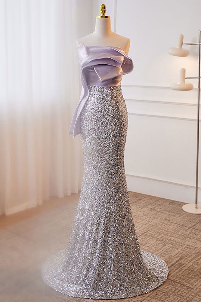 IRAZ SILVER SEQUIN DRESS - PURPLE