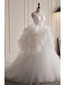Vogue White Ruffled Wedding Dress Strapless