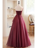 Bow Knot Noble Burgundy Formal Dress Strapless