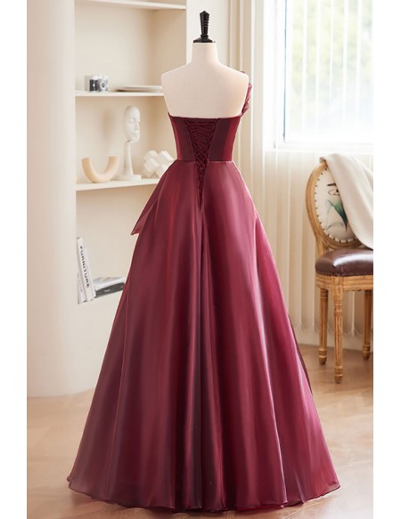 Bow Knot Noble Burgundy Formal Dress Strapless