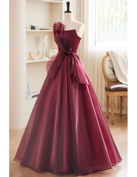 Bow Knot Noble Burgundy Formal Dress Strapless