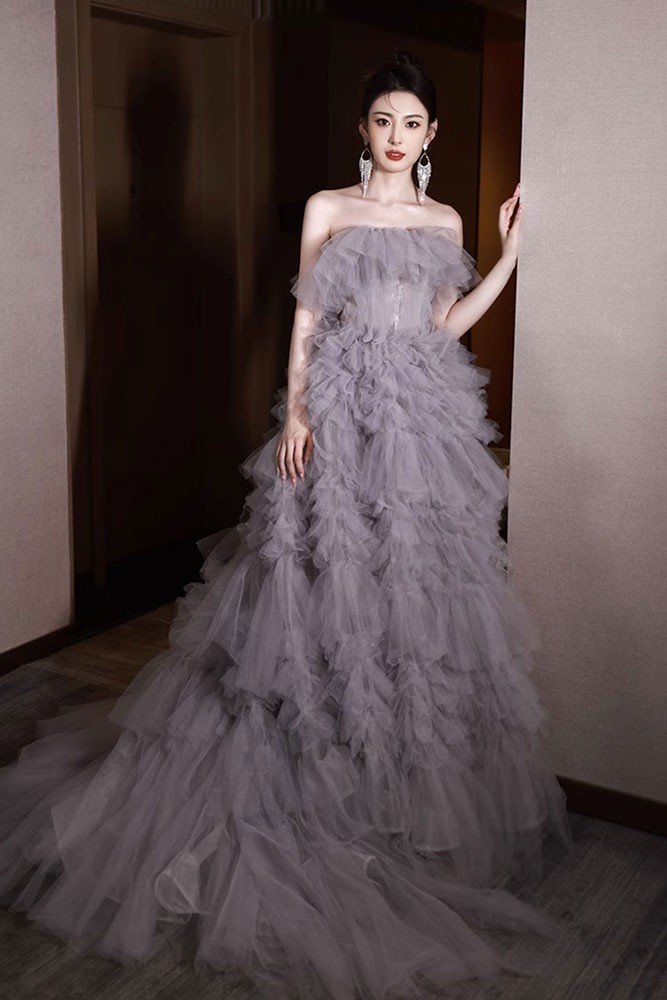 Charming Prom Dress Strapless Ruffle Prom Gown Gala Dress Evening Dress    D2841 main image 1