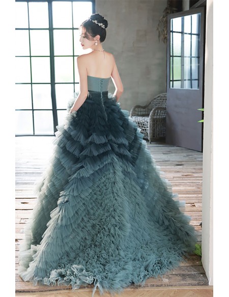 Princess Strapless Ruffled Ballgown Prom Dress For Formal