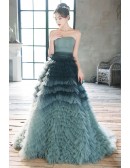 Princess Strapless Ruffled Ballgown Prom Dress For Formal