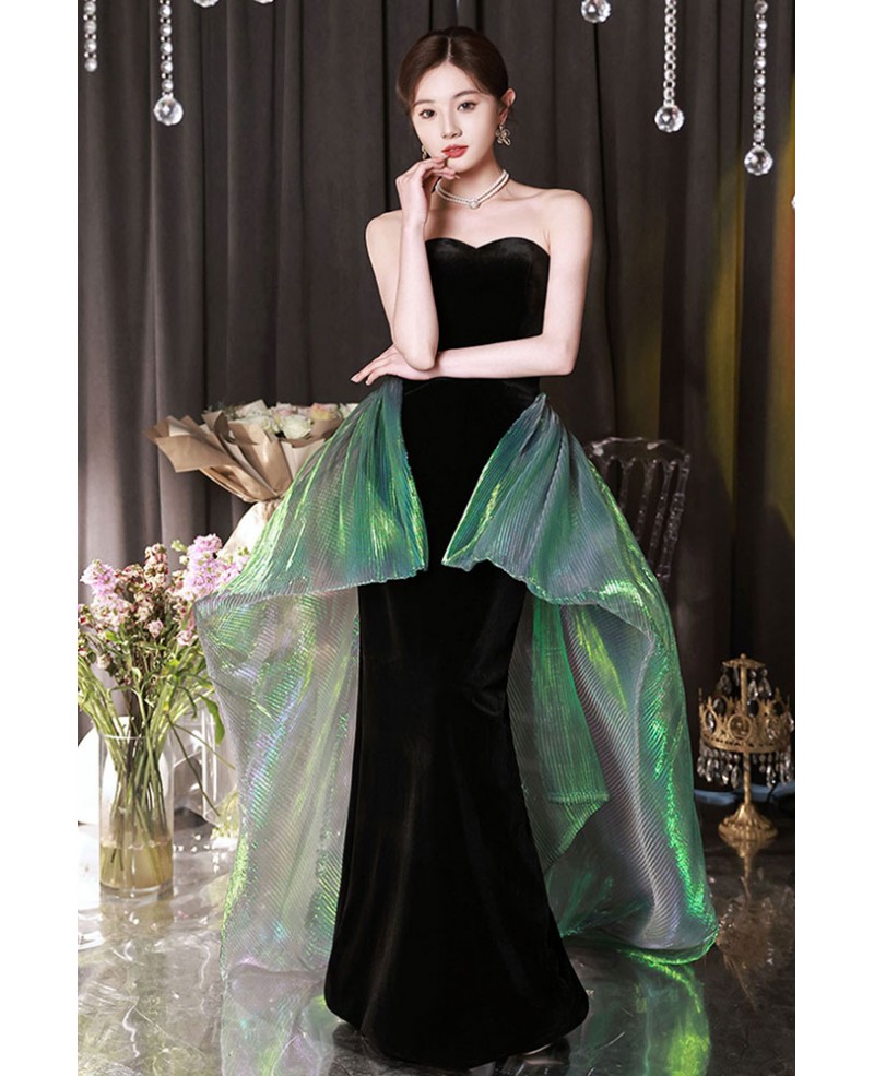 Maxi length velvet dress ,with gloves | Bandeau maxi dress, Dress, Sleek  dress