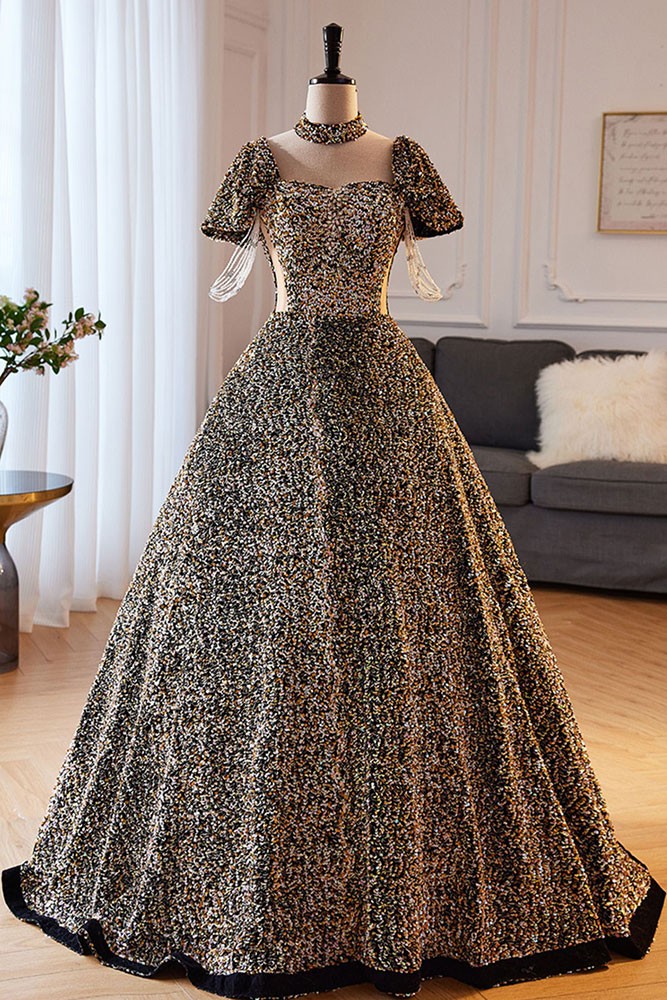 Sparkly Sequined Ballgown Princess Prom Dress #MX18011 - GemGrace.com