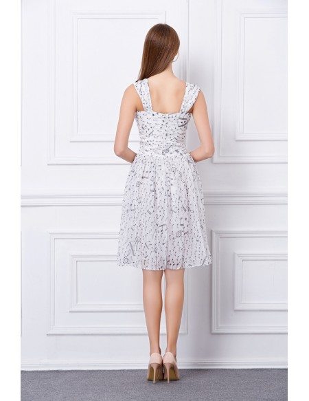Lovely Summer Chiffon Printed Knee-Length Weddding Guest Dress