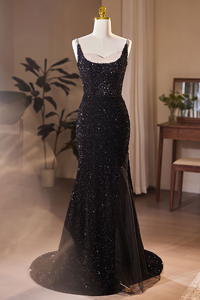 Gorgeour Open Back Long Mermaid Beding Black Girl Prom Dress, DP2315
