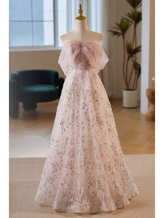 Sparkly Sequined Aline Long Prom Dress Off Shoulder